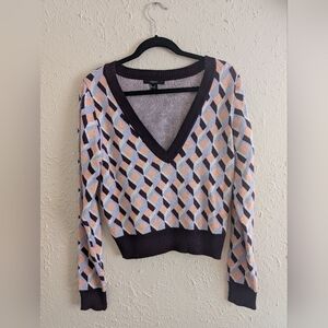 Forever 21 Patterned V-Neck Sweater